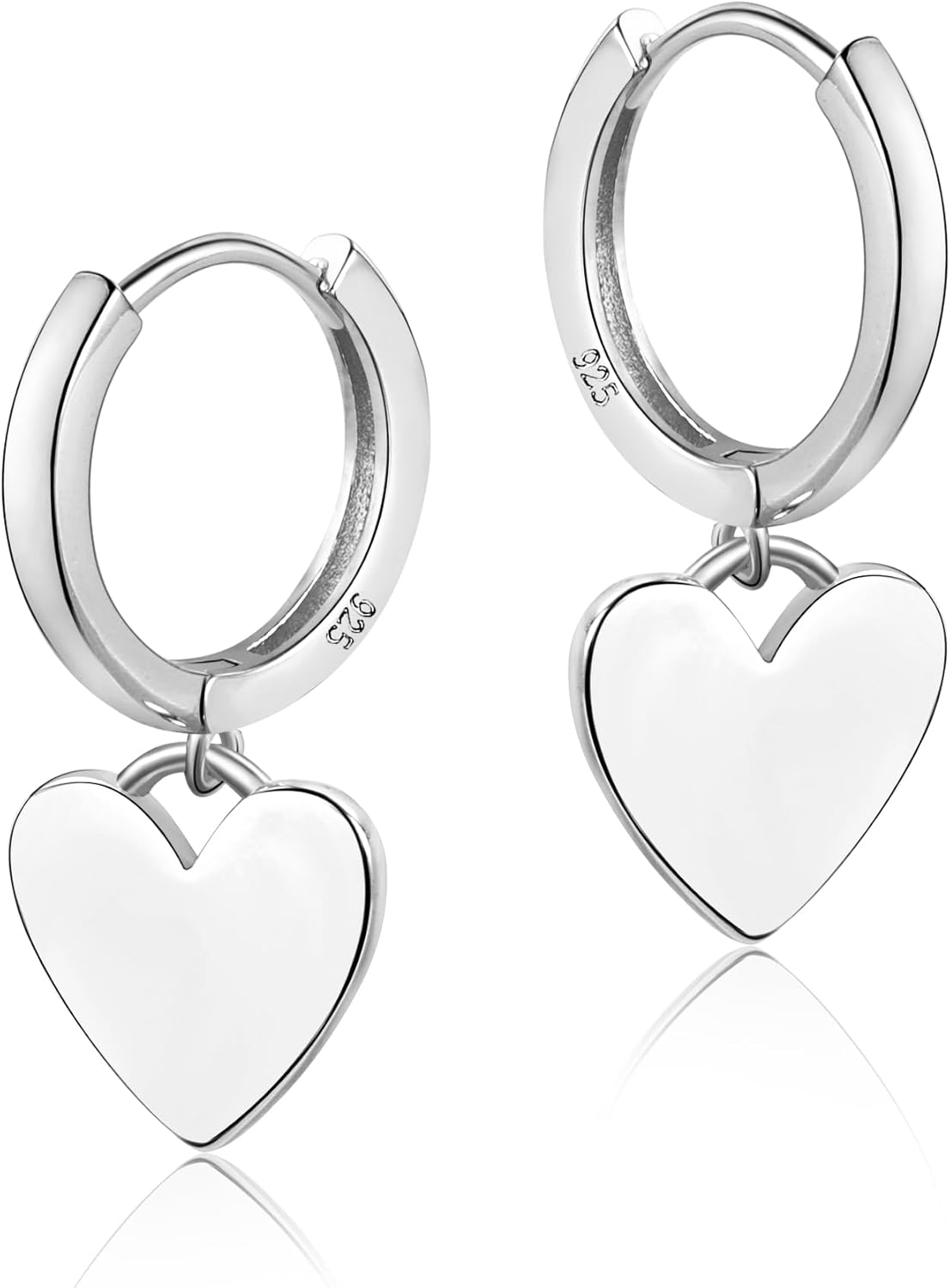 925 Sterling Silver Heart Dangle Earrings for Women Silver Dangle Earrings Hypoallergenic Love Heart Dangle Drop Earrings for Gifts #OWK007
