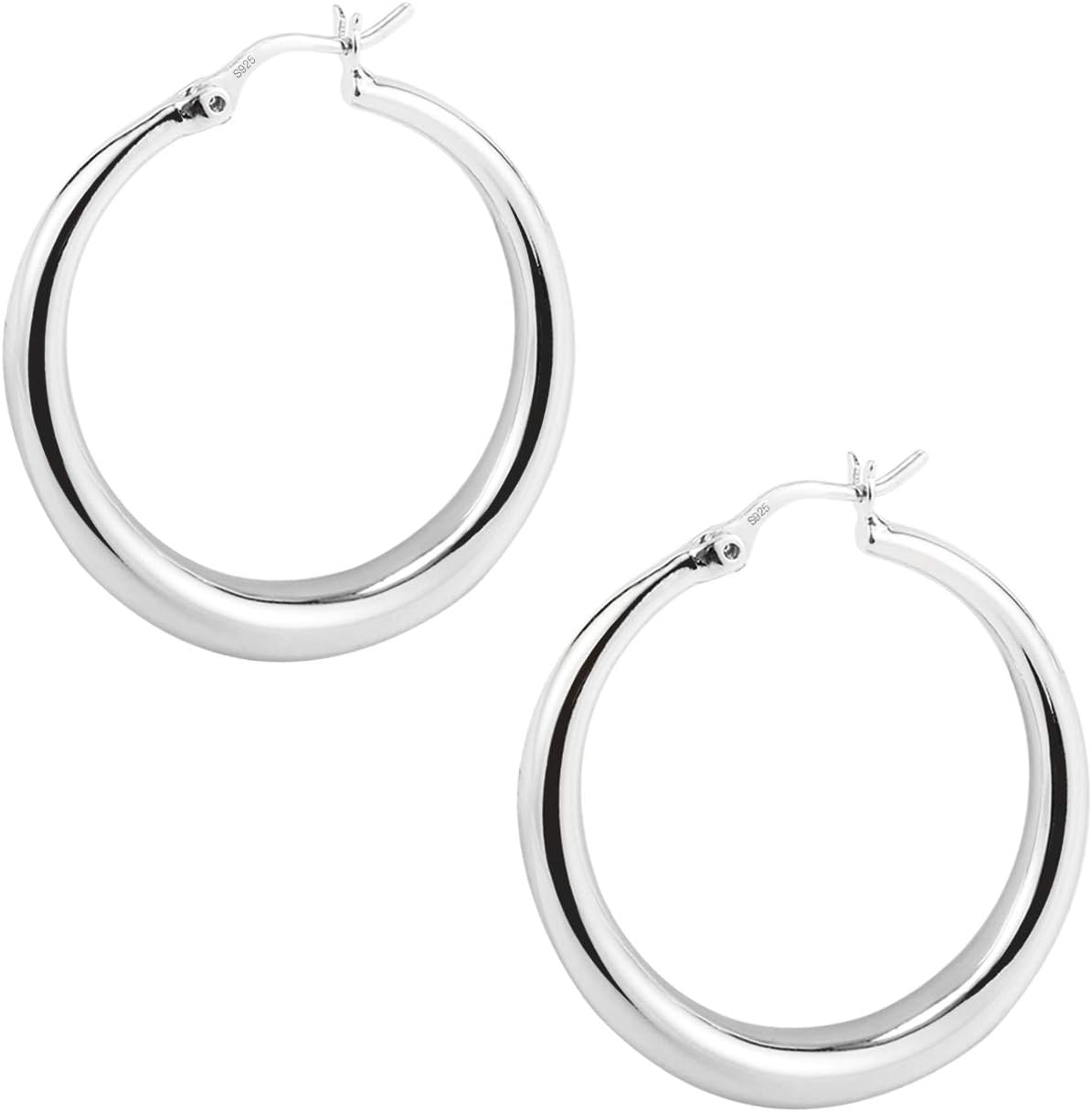 925 Sterling Silver Oval Hoop Earrings Sterling Silver Lightweight Oval Hoop Earrings for Women Gilrs #OWK006