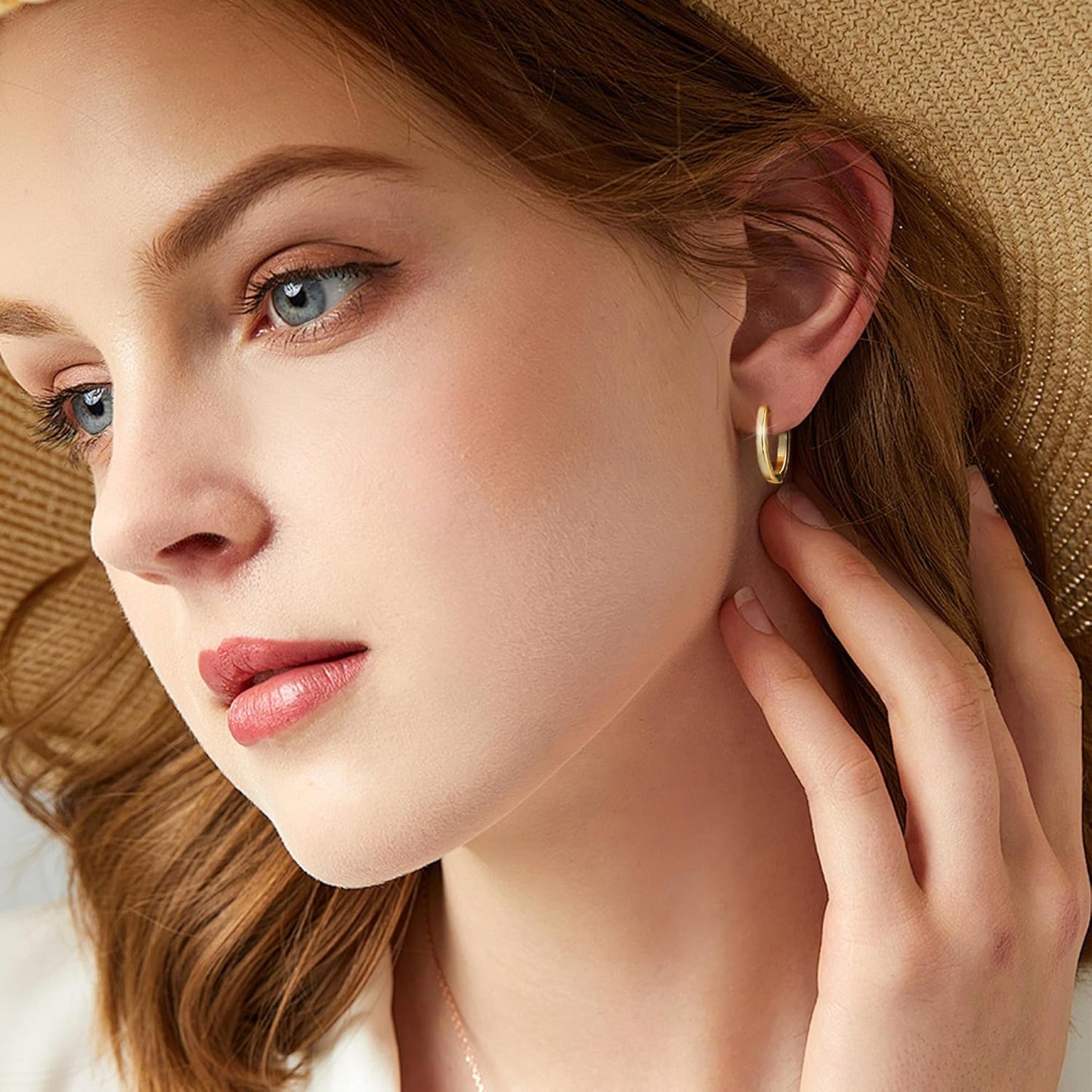 925 Sterling Silver Earrings Small Chunky Silver Earrings for Women Trendy Cute Thick Earing for Women Gifts #OWK005