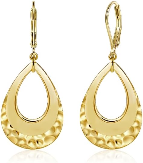 925 Sterling Silver Teardrop Dangle Earrings for Women Hammered Layer Drop Dangle Earrings #OWK008