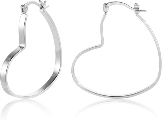 925 Sterling Silver Heart Earrings for Women Girls #OWK002