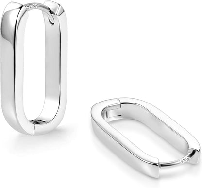 925 Sterling Silver Hoop Earrings for Women Small Square #OWK009