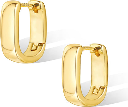 925 Sterling Silver Earrings Small Chunky Silver Earrings for Women Trendy #OWK012