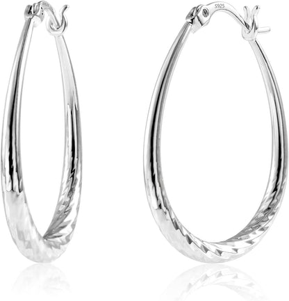 925 Sterling Silver Oval Hoop Earrings Sterling Silver Lightweight Oval Hoop Earrings for Women Gilrs #OWK006
