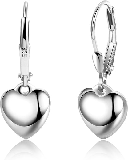 925 Sterling Silver Heart Dangle Earrings for Women Silver Dangle Earrings Hypoallergenic Love Heart Dangle Drop Earrings for Gifts #OWK007