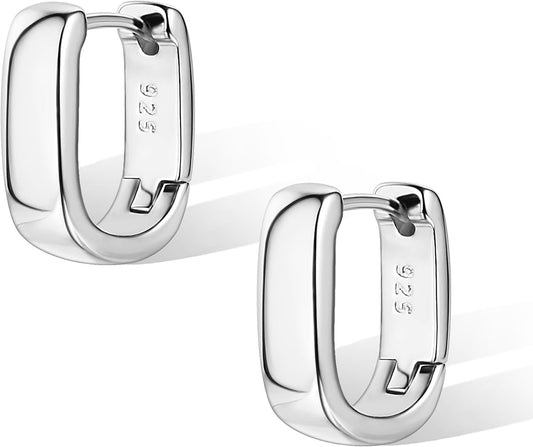 925 Sterling Silver Earrings Small Chunky Silver Earrings for Women Trendy #OWK012
