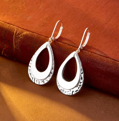 925 Sterling Silver Teardrop Dangle Earrings for Women Hammered Layer Drop Dangle Earrings #OWK008