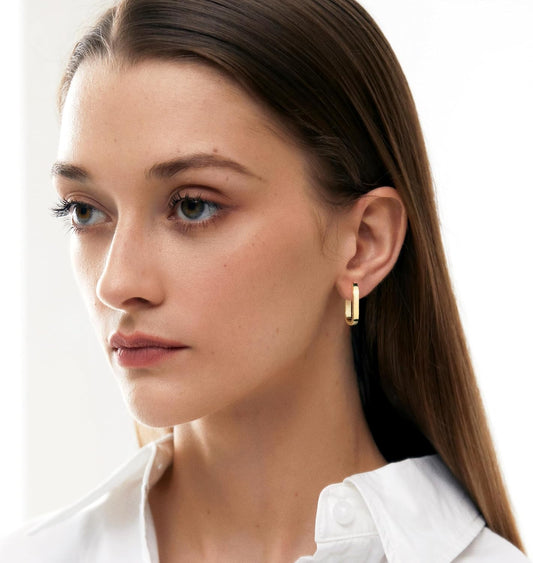 925 Sterling Silver Hoop Earrings for Women Small Square #OWK009