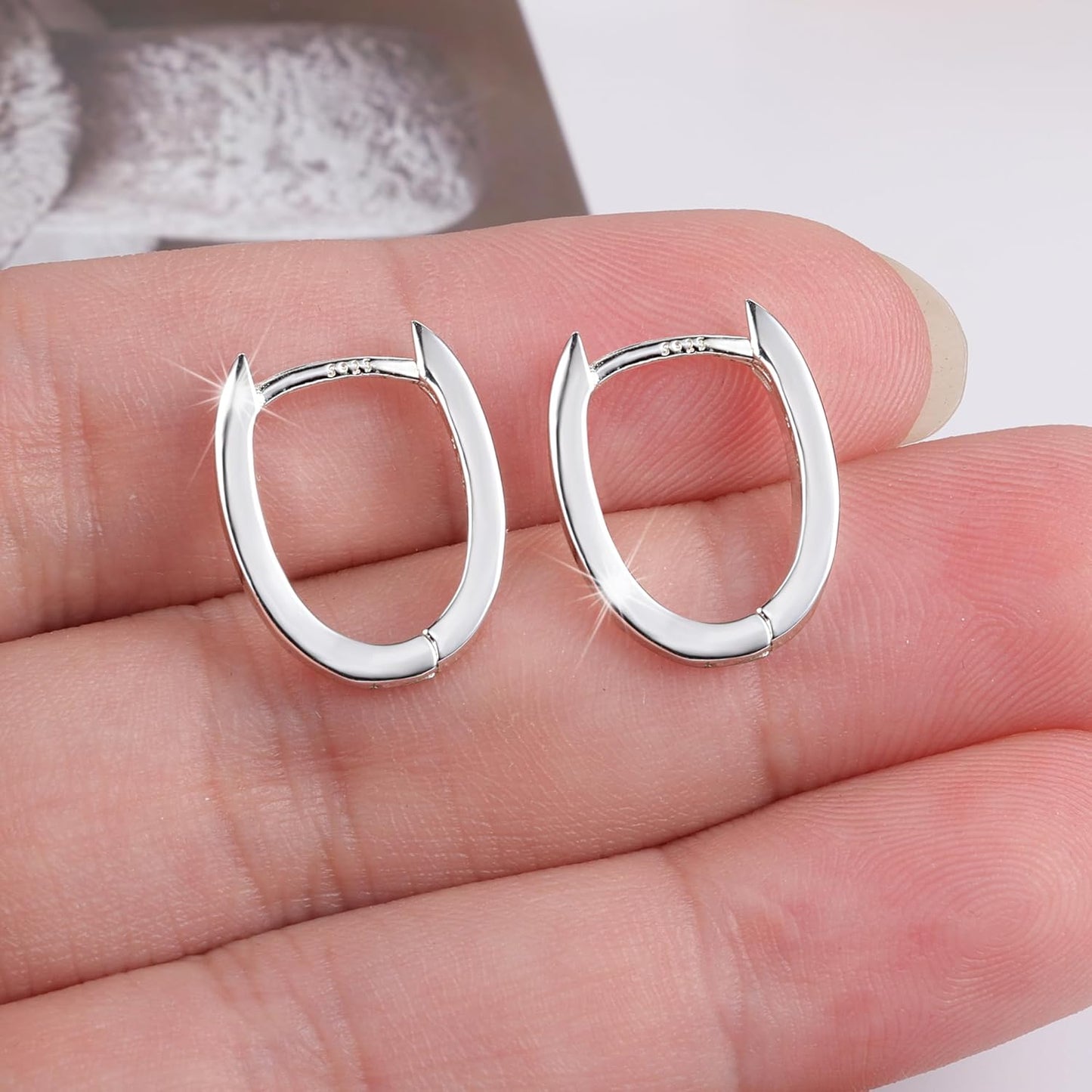 925 Sterling Silver Earrings Small Chunky Silver Earrings for Women Trendy   Cute Thick  Earing  for Women Gifts #OWK005