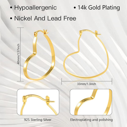 925 Sterling Silver Heart Earrings for Women Girls #OWK002