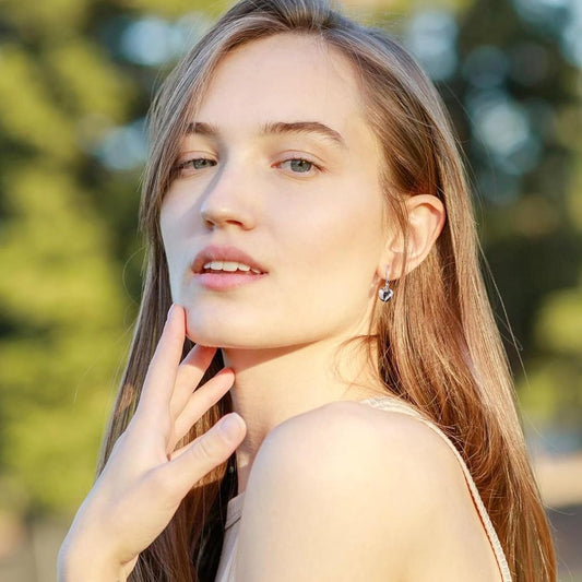 925 Sterling Silver Heart Dangle Earrings for Women Silver Dangle Earrings Hypoallergenic Love Heart Dangle Drop Earrings for Gifts #OWK007