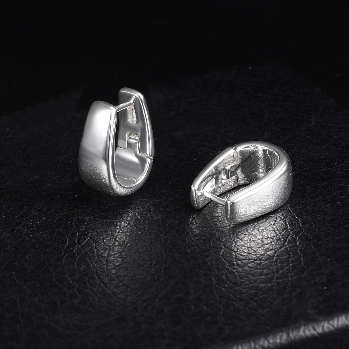 925 Sterling Silver Earrings Small Chunky Silver Earrings for Women Small Hoop #OWK010