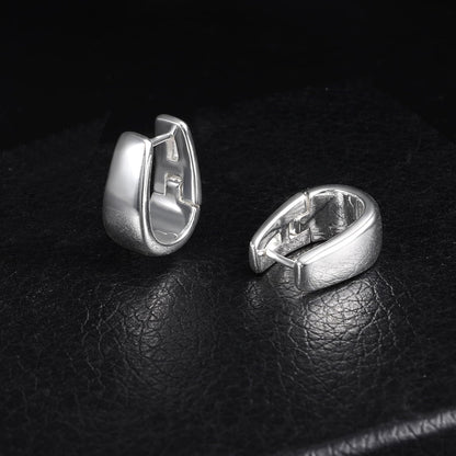 925 Sterling Silver Earrings Small Chunky Silver Earrings for Women Small Hoop #OWK010