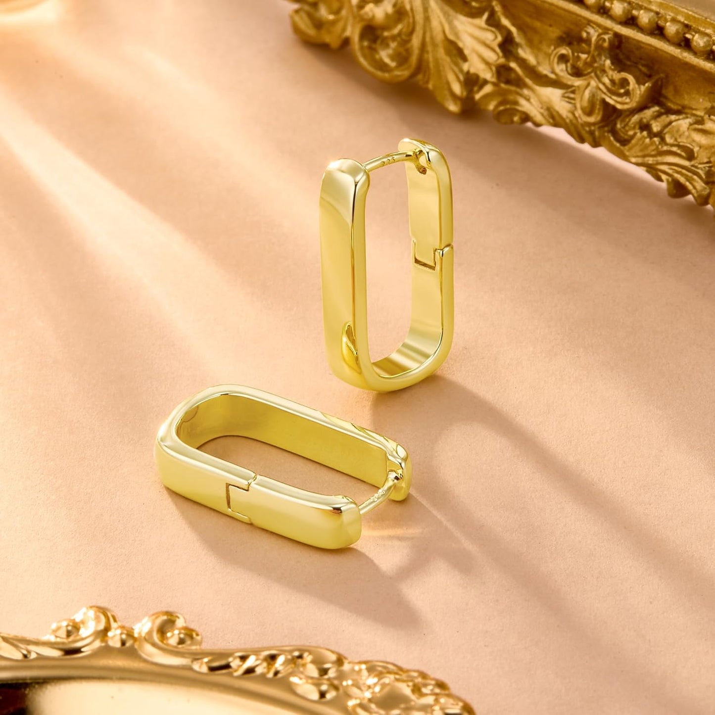 925 Sterling Silver Hoop Earrings for Women Small Square #OWK009