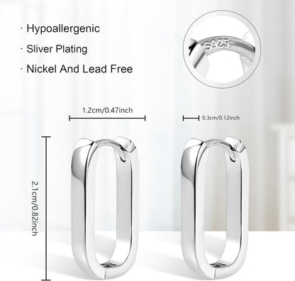 925 Sterling Silver Hoop Earrings for Women Small Square #OWK009