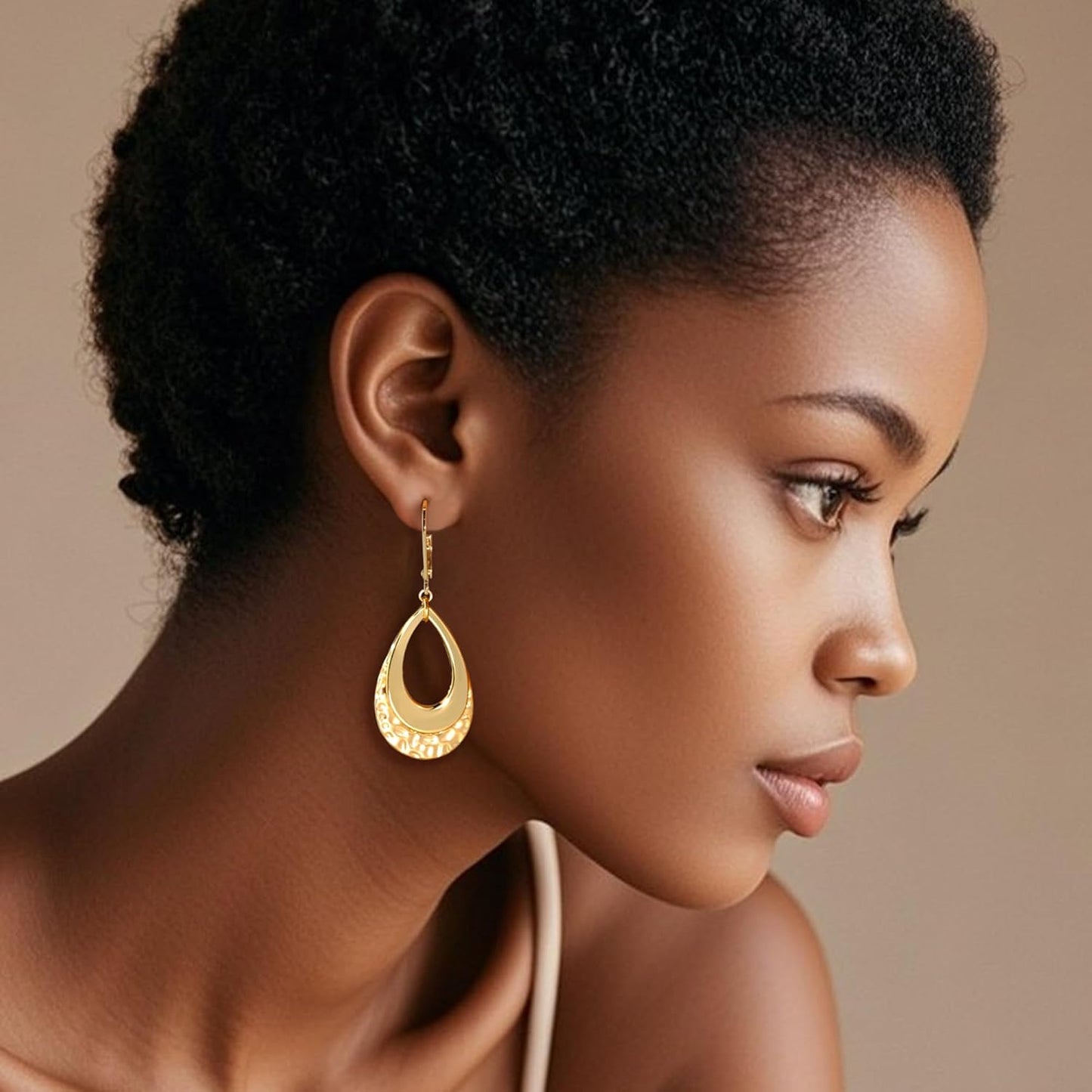 925 Sterling Silver Teardrop Dangle Earrings for Women Hammered Layer Drop Dangle Earrings #OWK008