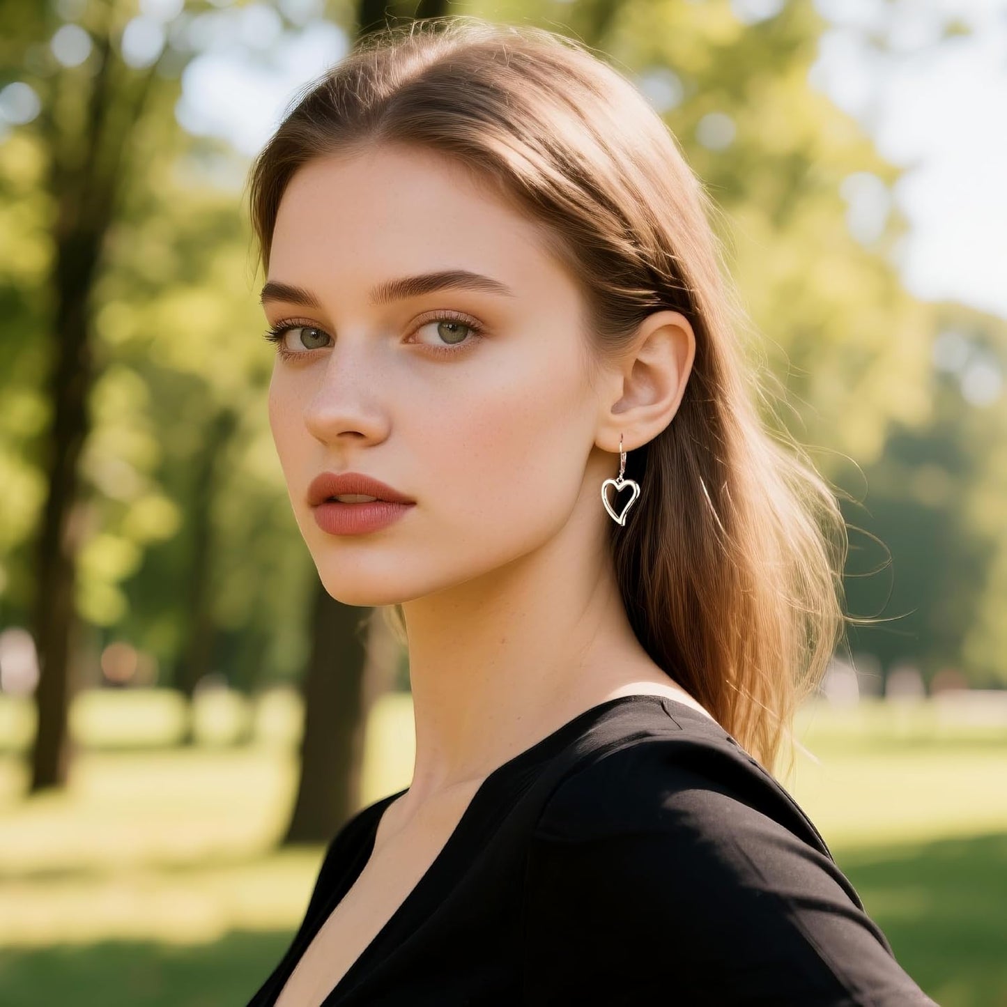 925 Sterling Silver Heart Earrings for Women #OWK004