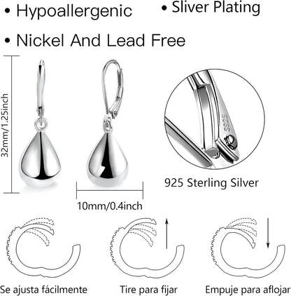 925 Sterling Silver Teardrop  Earrings for Women Girls Waterdrop #OWK011