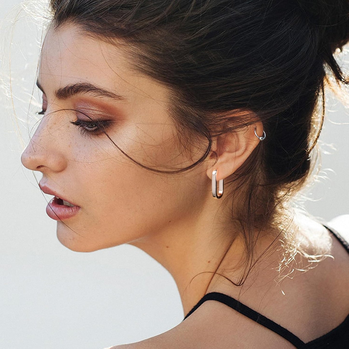 925 Sterling Silver Hoop Earrings for Women Small Square #OWK009