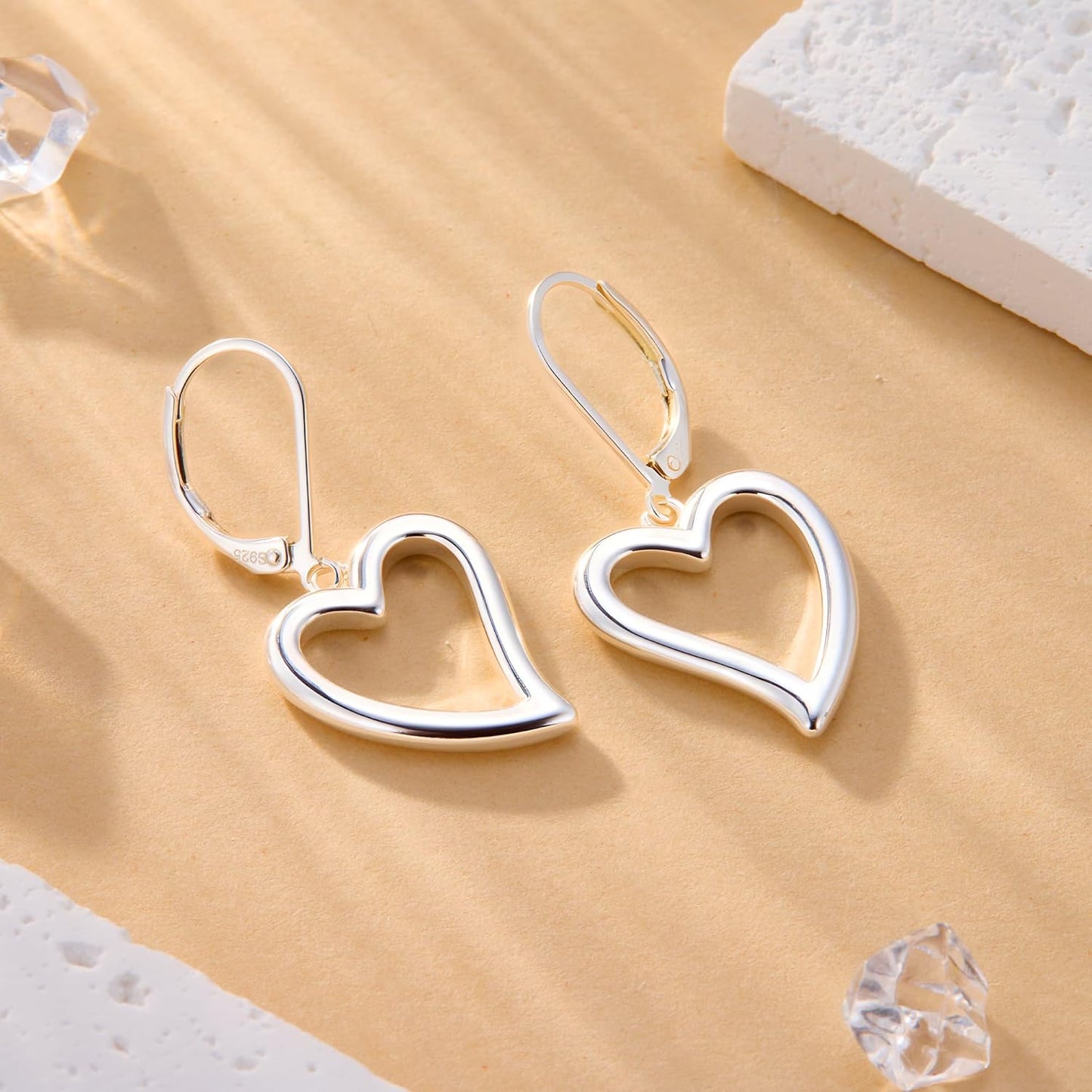 925 Sterling Silver Heart Earrings for Women #OWK004