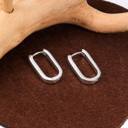 925 Sterling Silver Hoop Earrings for Women Small Square #OWK009