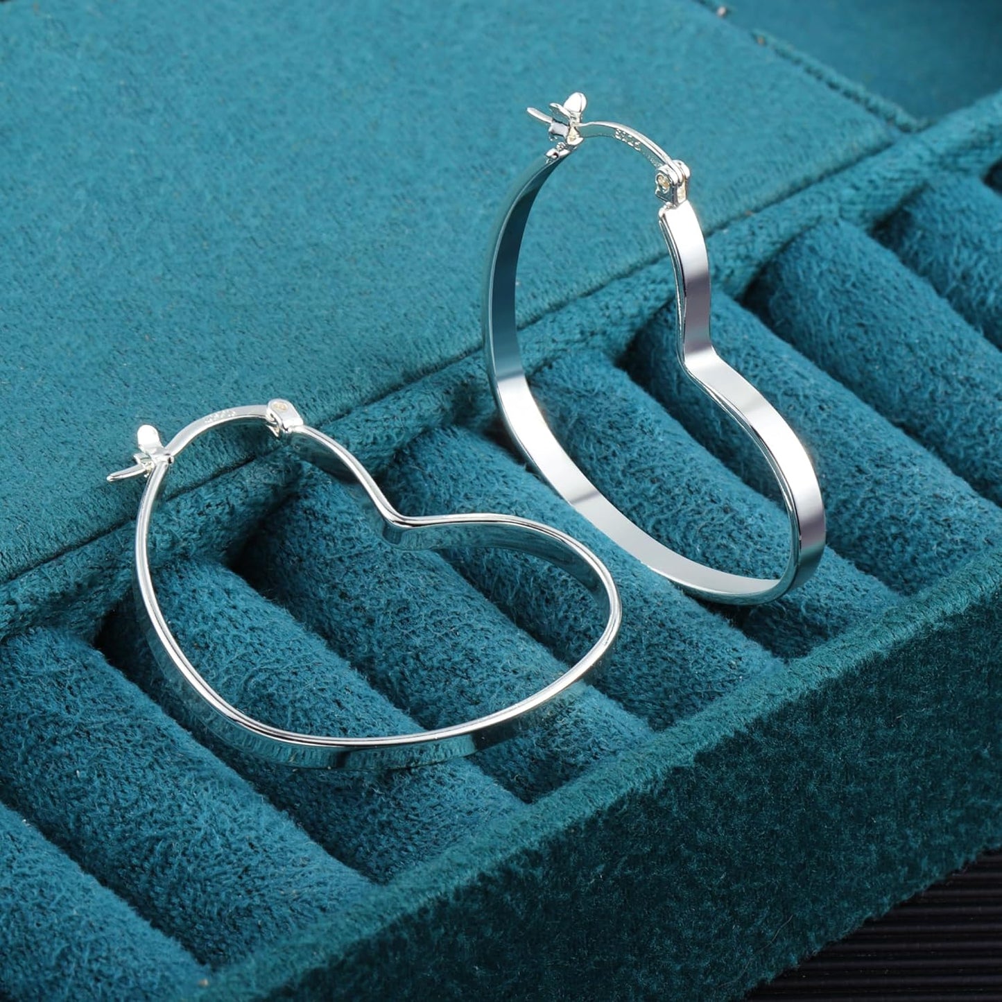 925 Sterling Silver Heart Earrings for Women Girls #OWK002